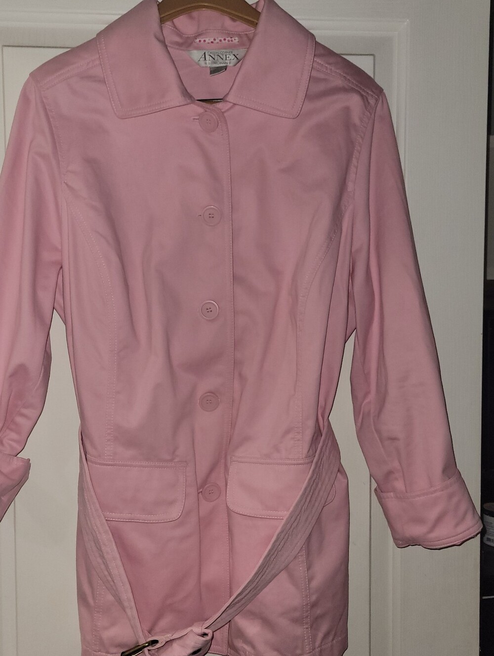 Annex Casual Corner Pink 100% Cotton Belted Pink Blazer Jacket Size X